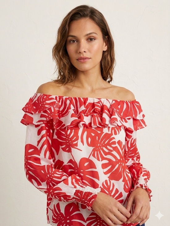 Ella Moon Tops - Ella Moon Red Floral Off-Shoulder Top